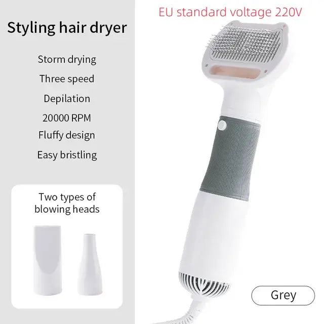 3-in-1 Pet Dryer & Comb Brush